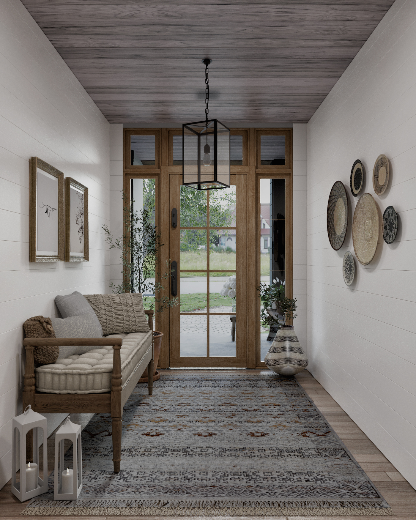 Modern house interior accent wall and ceiling