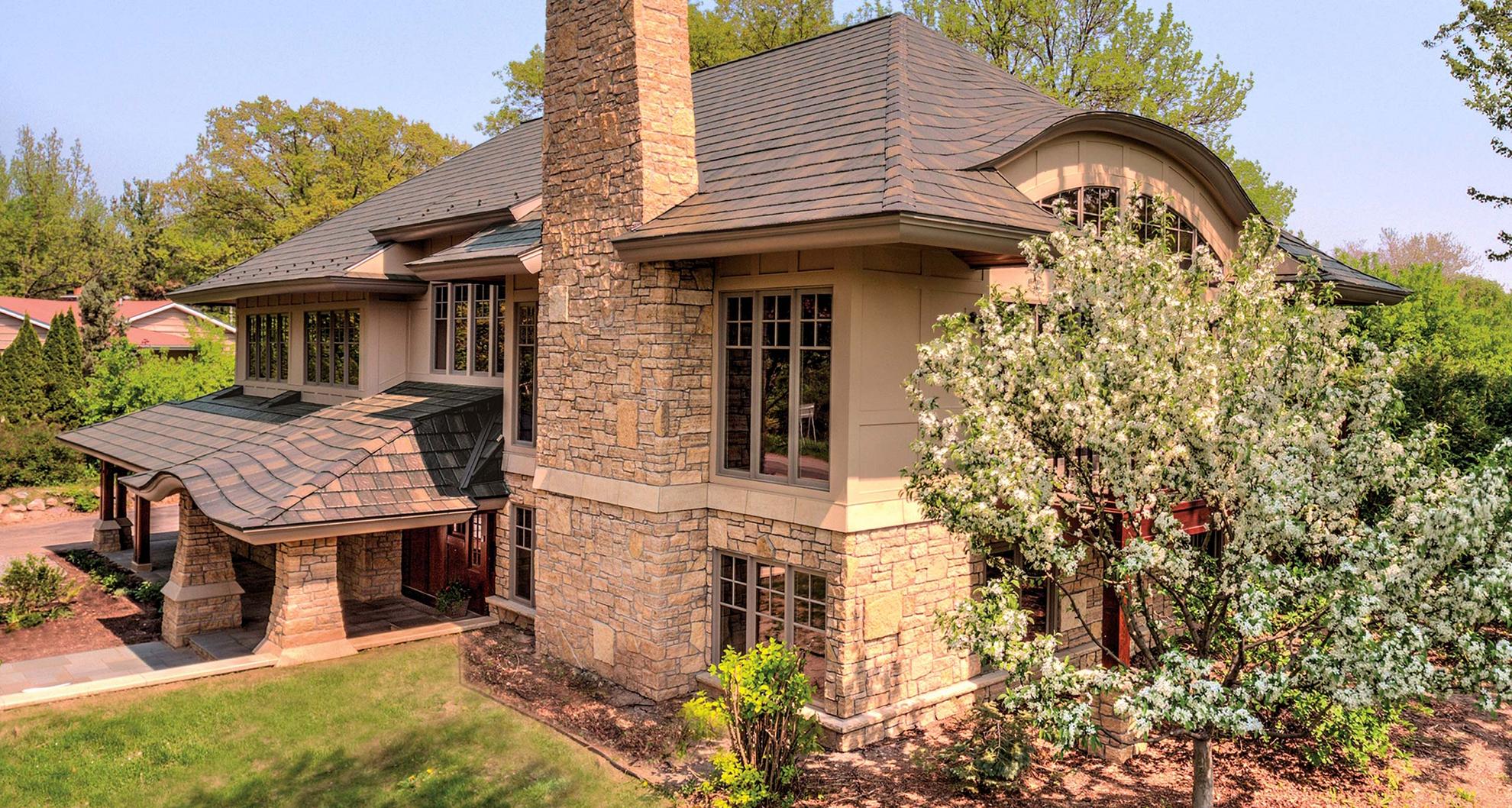 EDCO ArrowLine slate steel roofing in t-tone blend