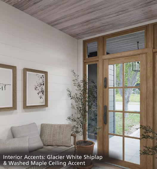 Interior Accents: Glacier White Shiplap & Washed Maple Ceiling