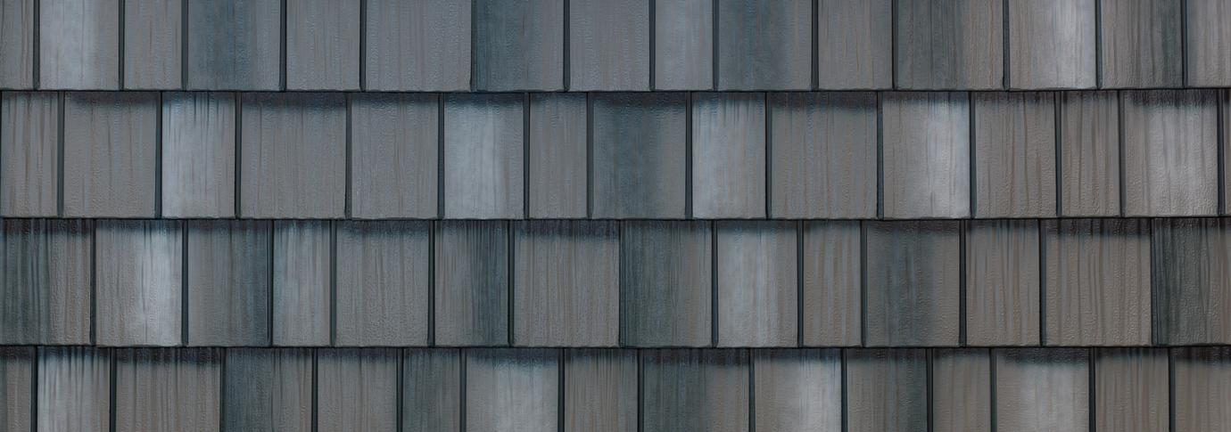 Charcoal gray/grey blend steel shake roofing
