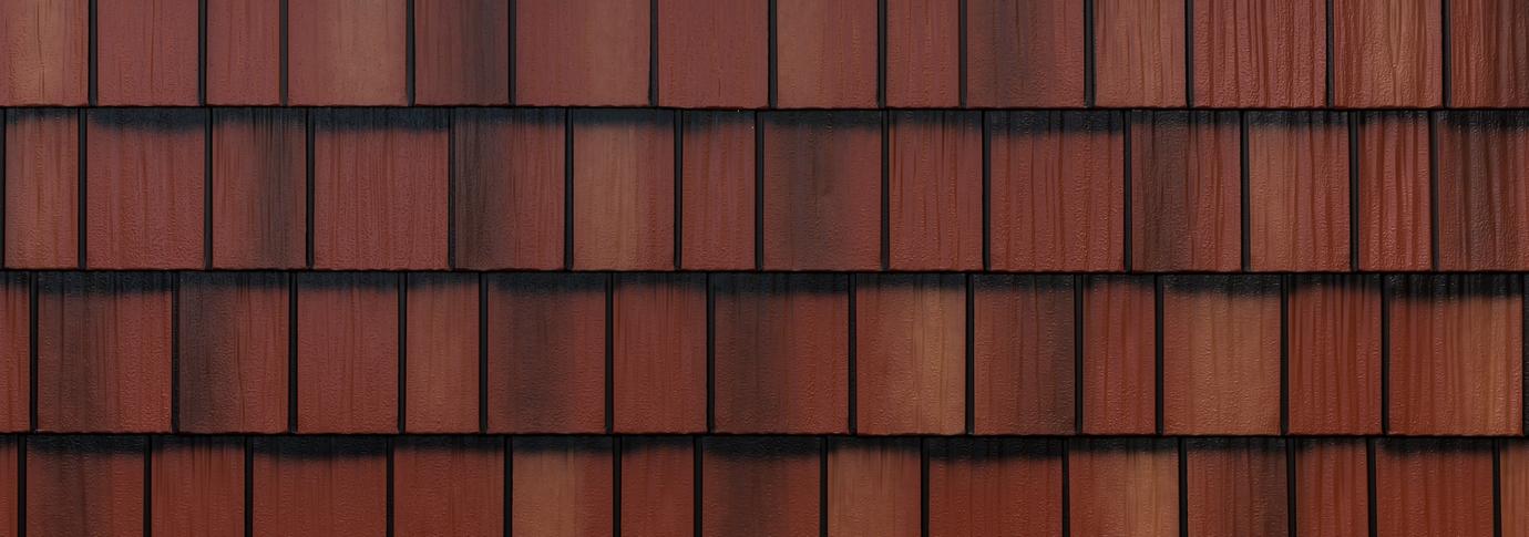 Classic red steel shake roofing