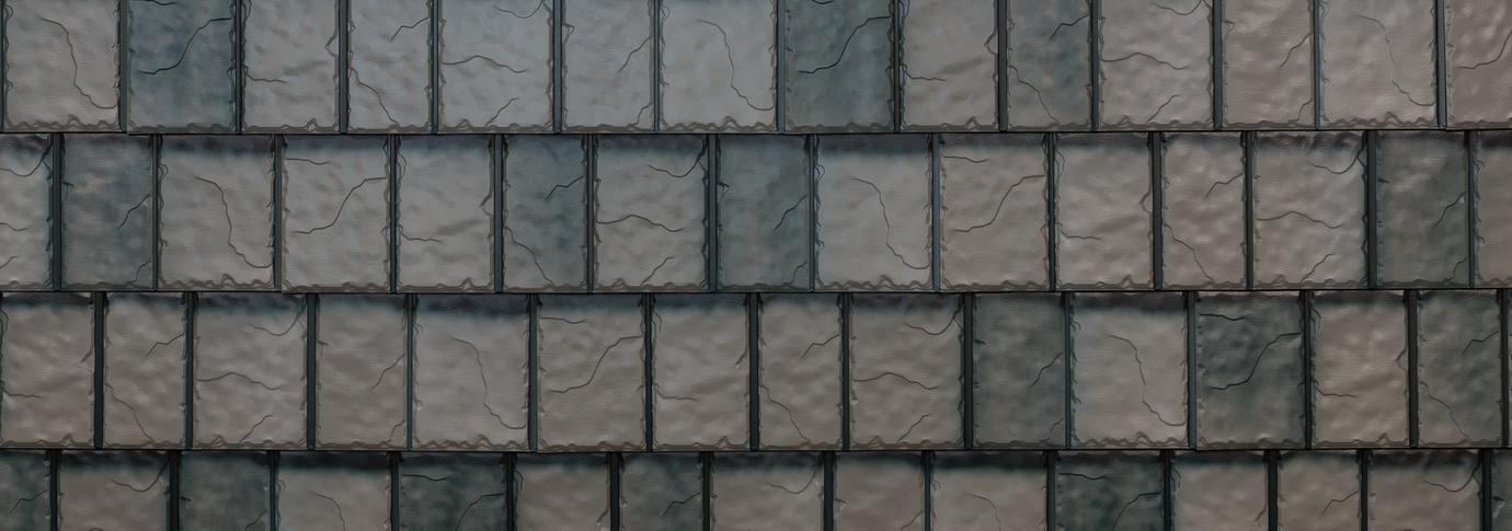 Charcoal gray/grey steel slate roofing